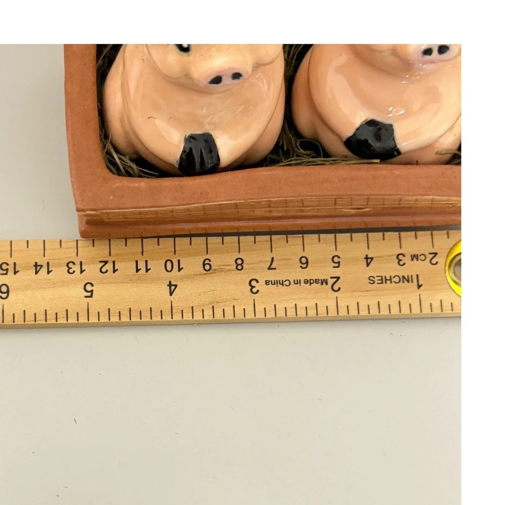 Vintage Pig Salt and Pepper Shakers Pink Trough Farmhouse Decor